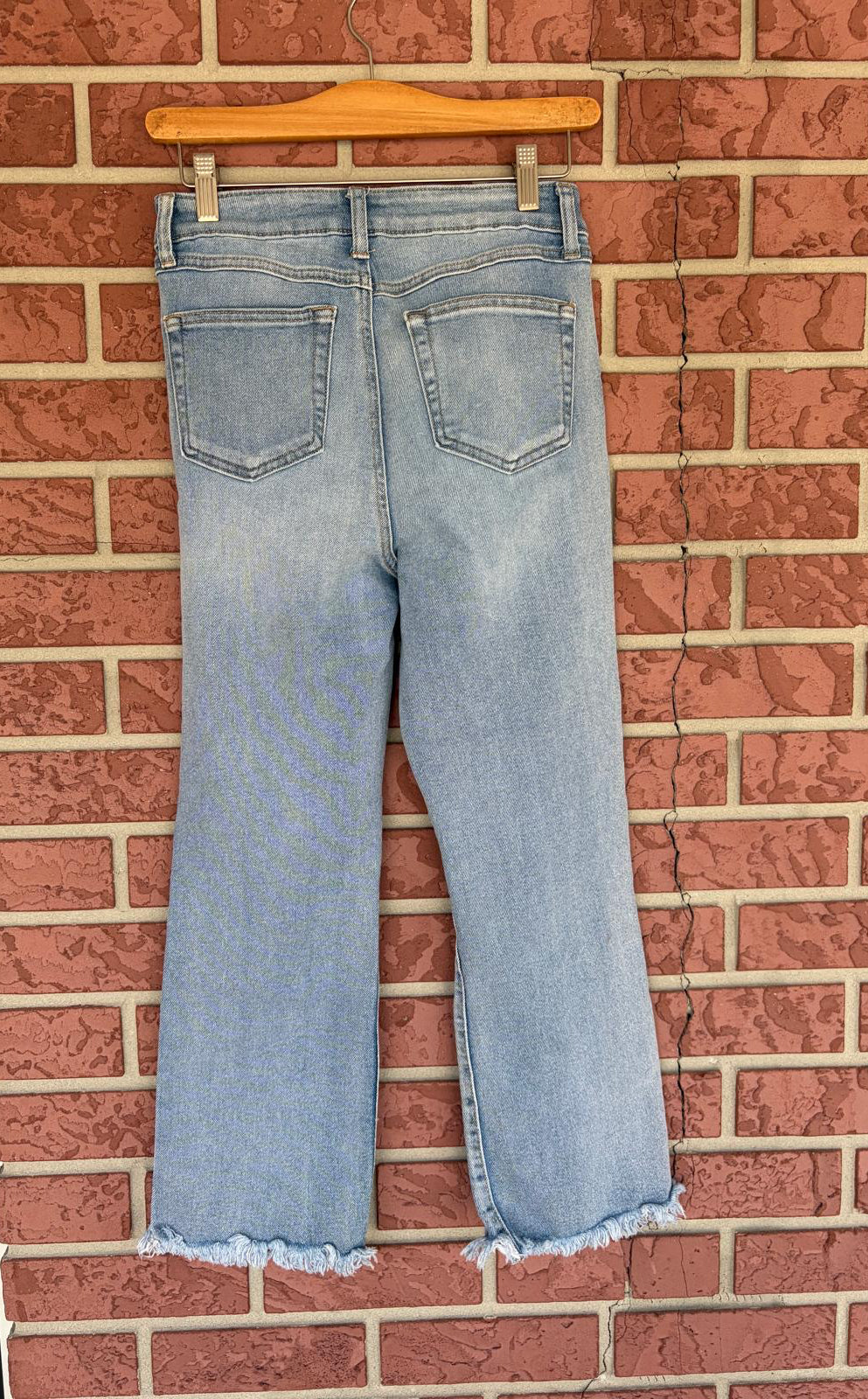 High Rise Light Wash Distressed Jeans