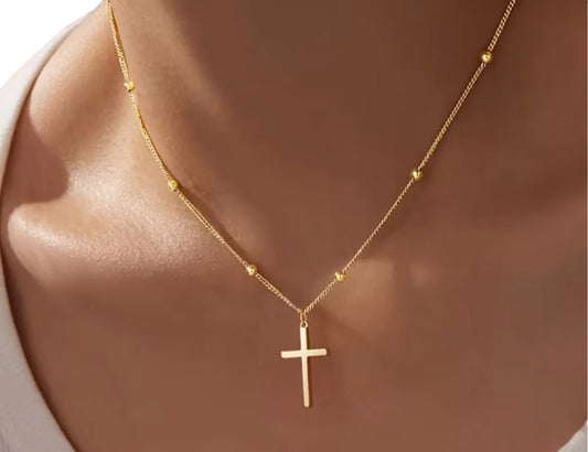 Gold Tone Cross Necklace