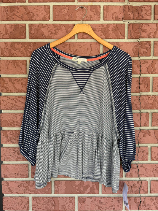 Jolt striped grey blue top
