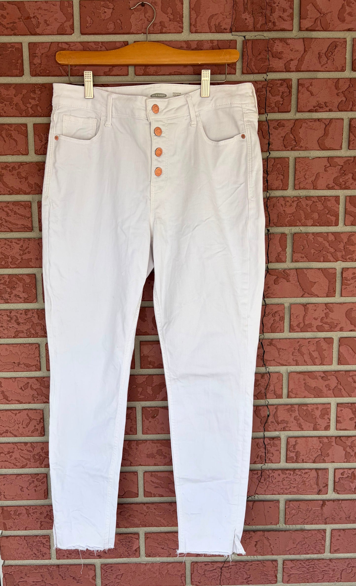 Old Navy Rockstar White Button Jeans