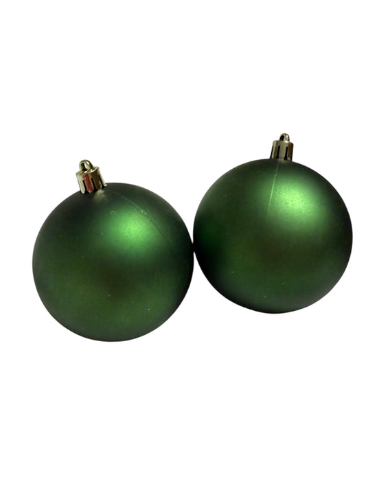 Green plastic ornaments set of 2
