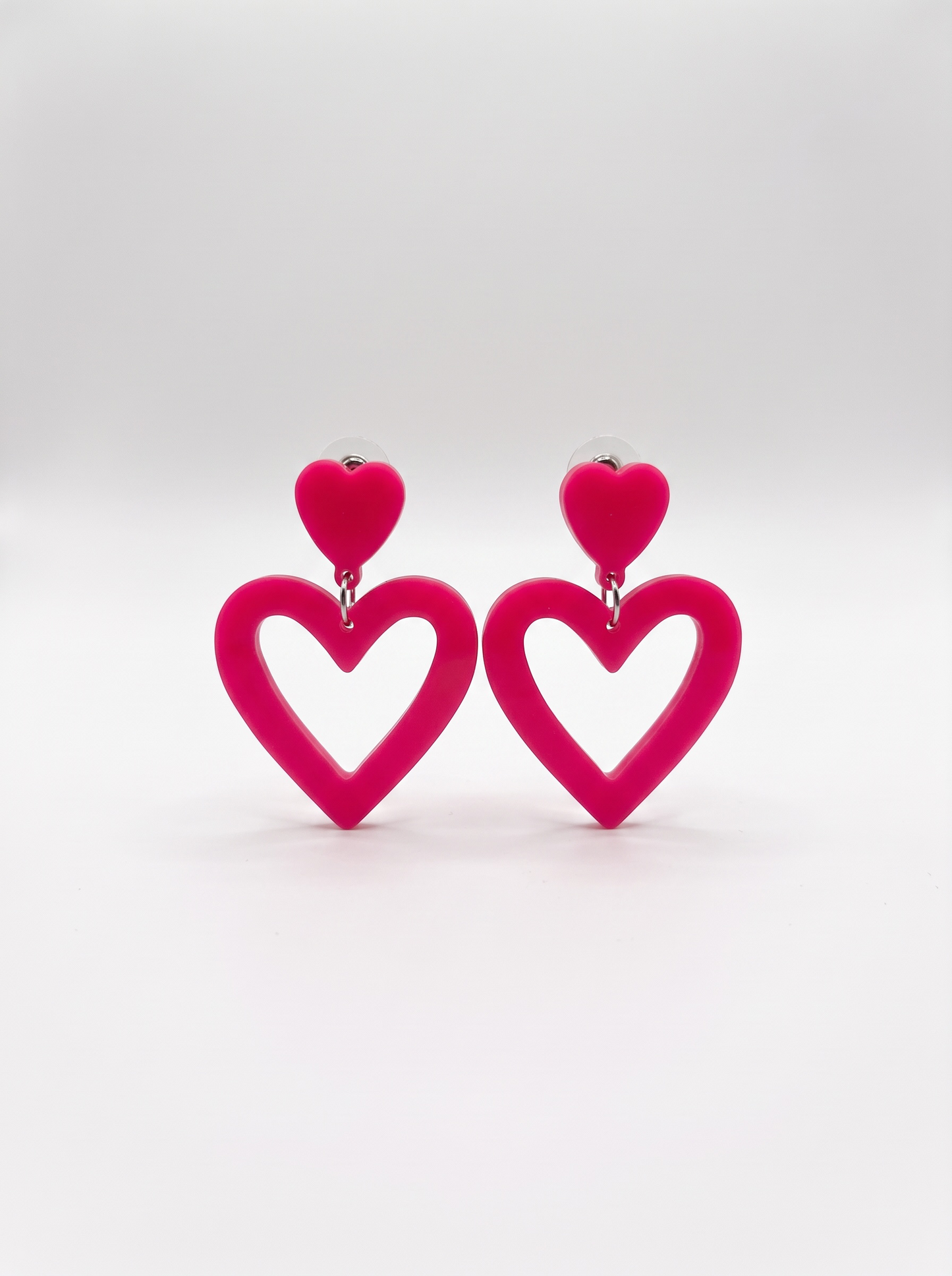 Hot pink heart earrings