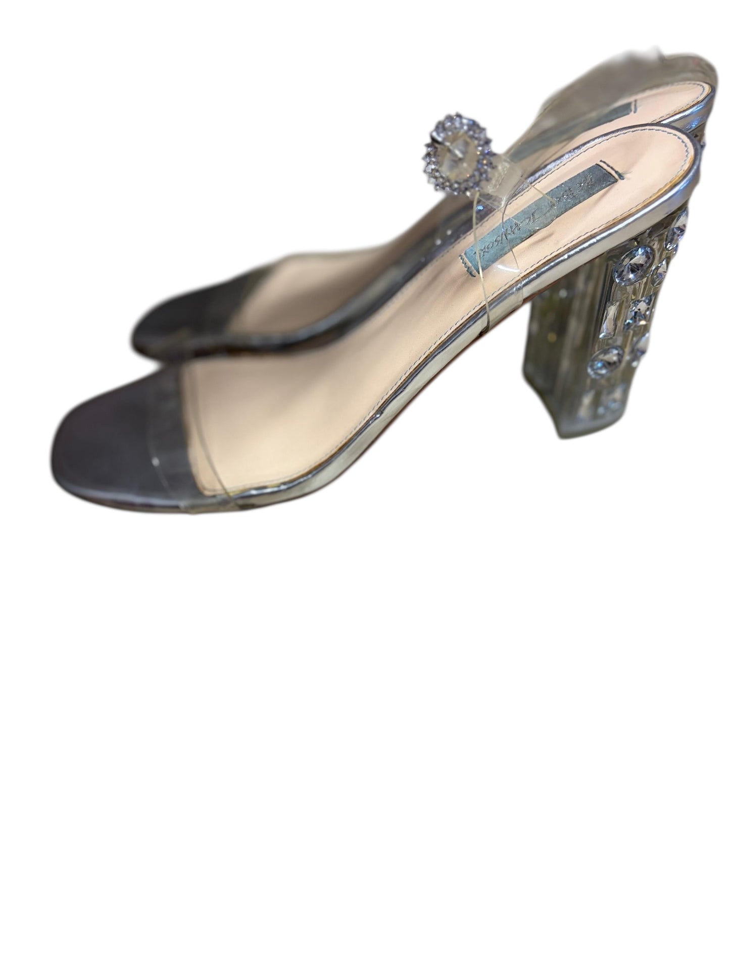 Jeweled heels silver clear straps
