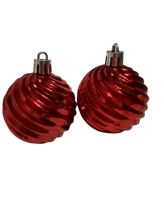 Small red rived ornaments set of 2