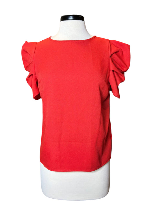 Shein red ruffle sleeve