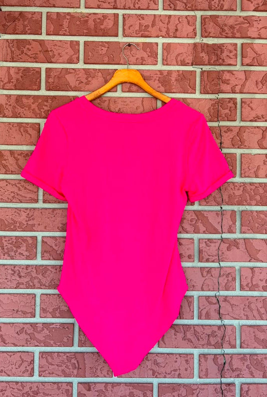 MANGOPOP Hot Pink V-neck Bodysuit
