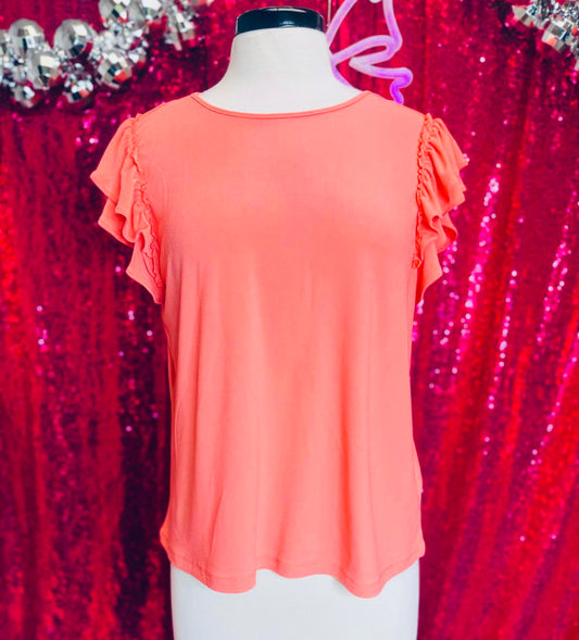 Coral Ruffles Sleeve Top