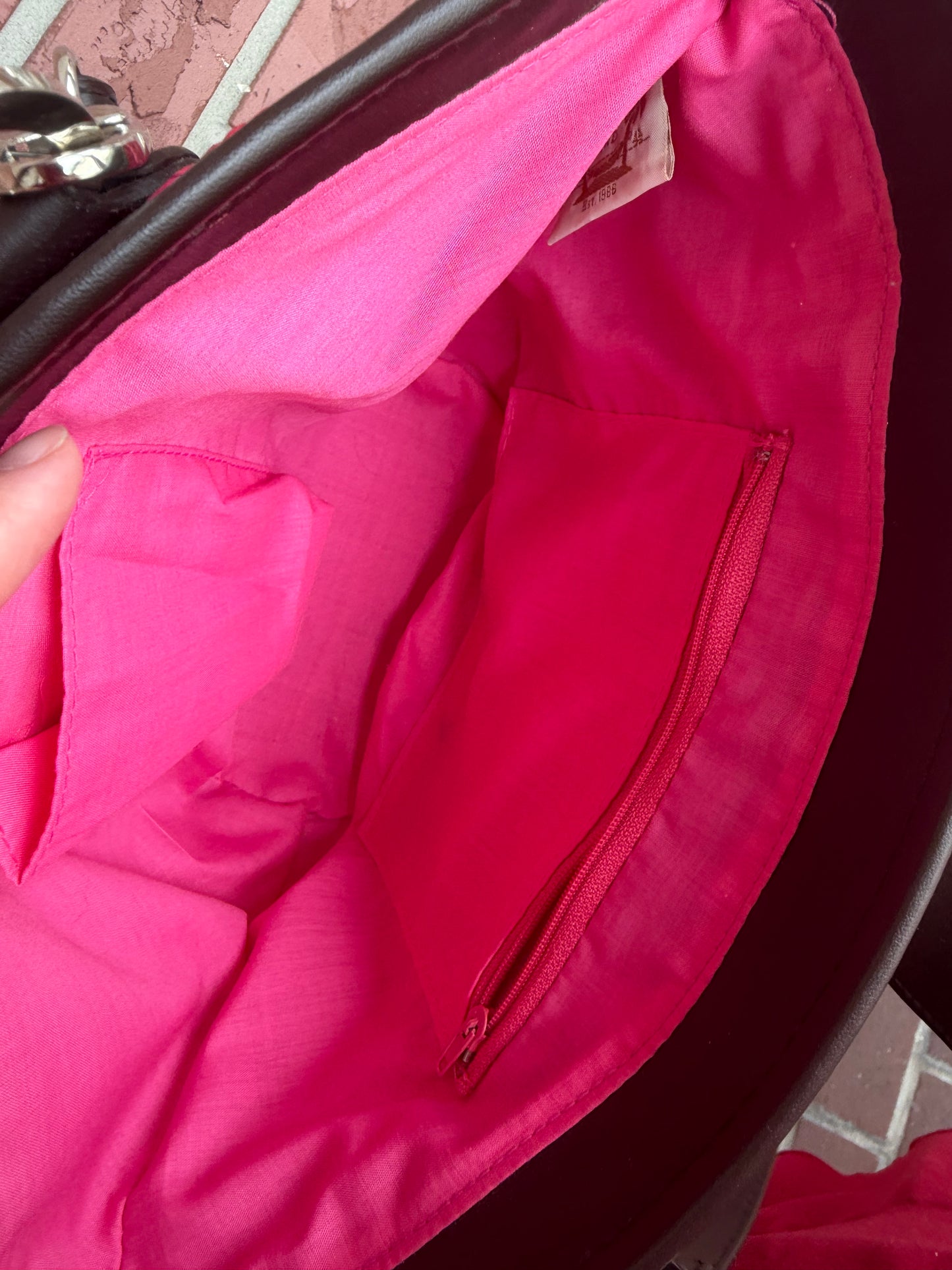 9902 Sun and Sand Hot Pink Straw Tote with Black  Accents