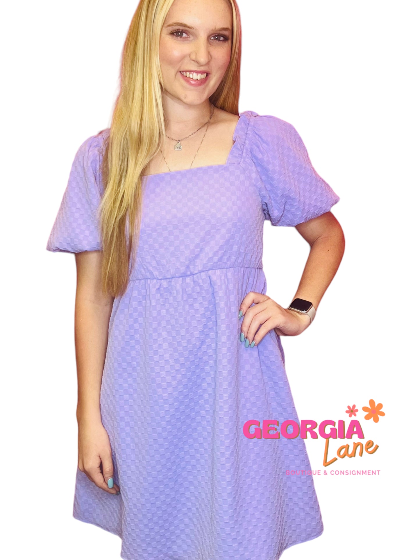 Purple Dove Puff Sleeves dress