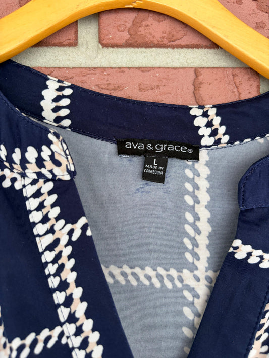 Ava & Grace Blue and White Top