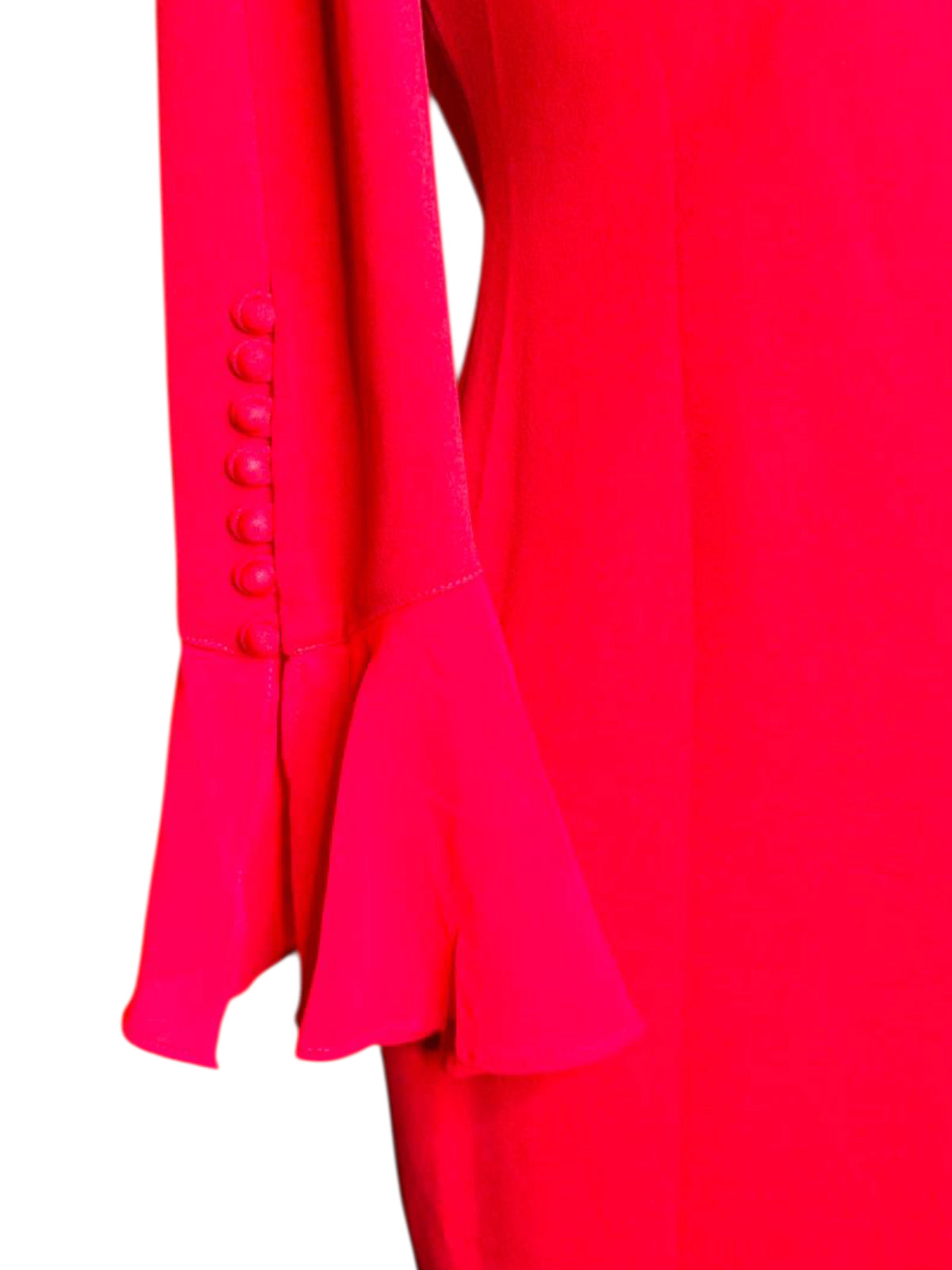 Calvin Klein red ruffle sleeve dress
