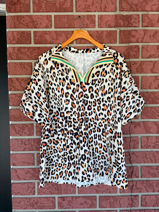 Cheetah collar top