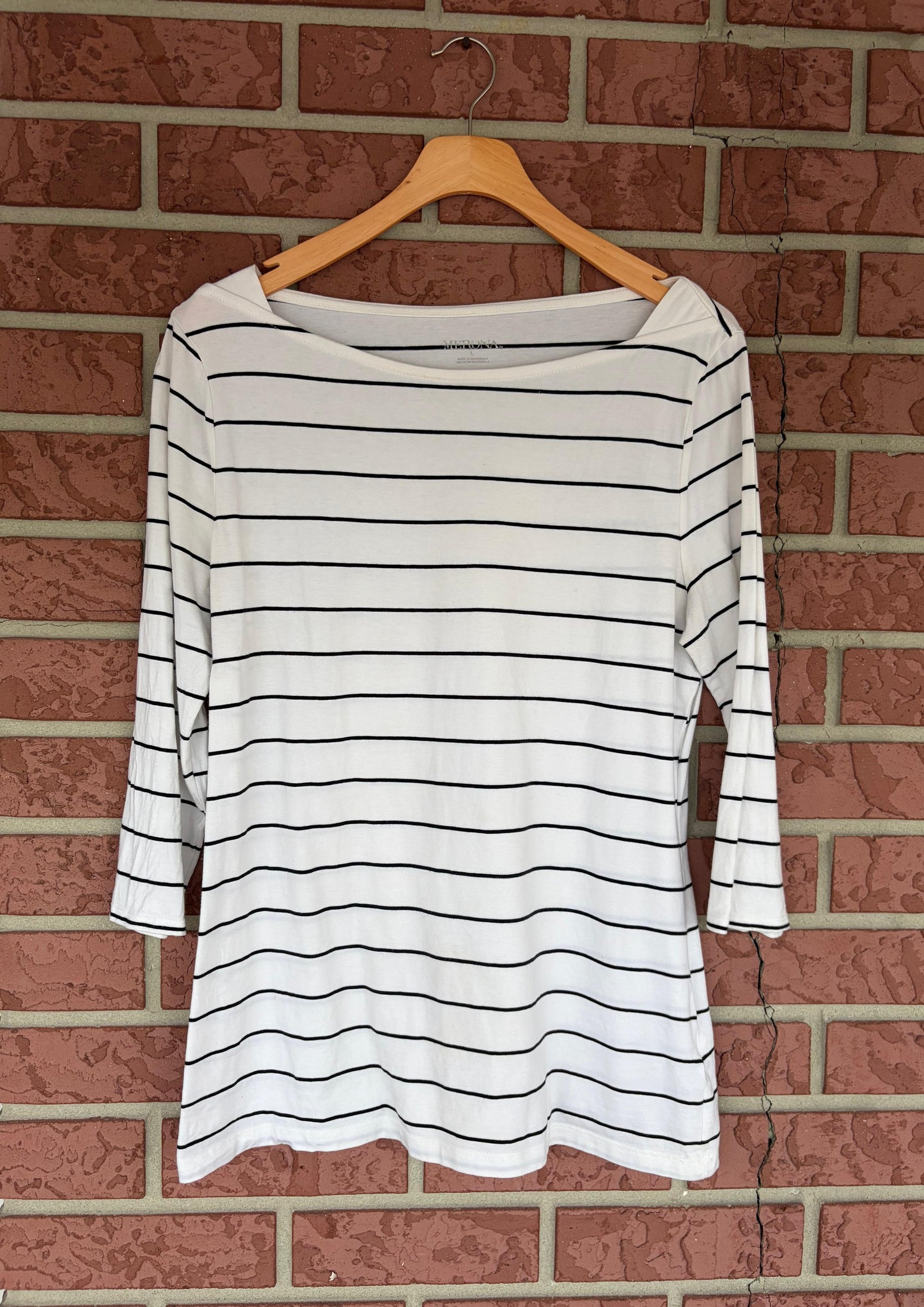 Merona Black and White Striped Top