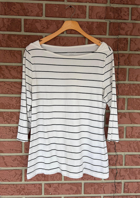 Merona Black and White Striped Top