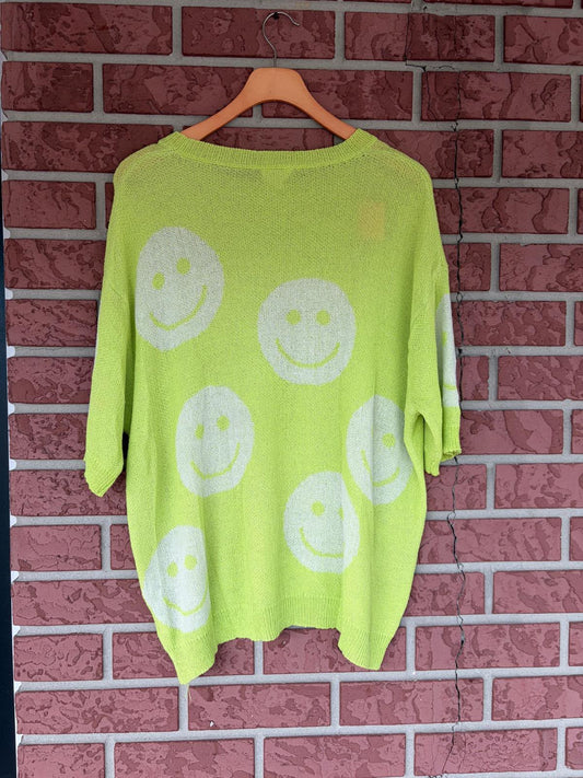 BiBi Neon Green Smiles Sweater Top