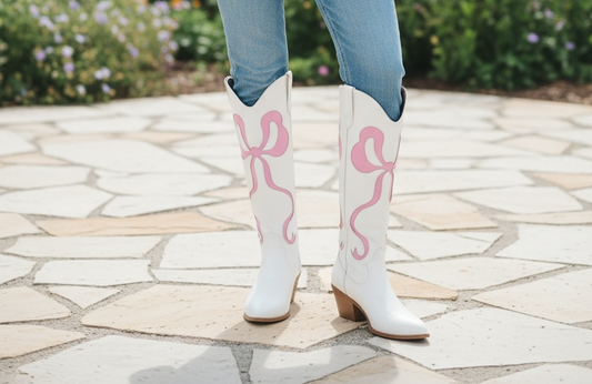 Black Friday White bow boots viral style