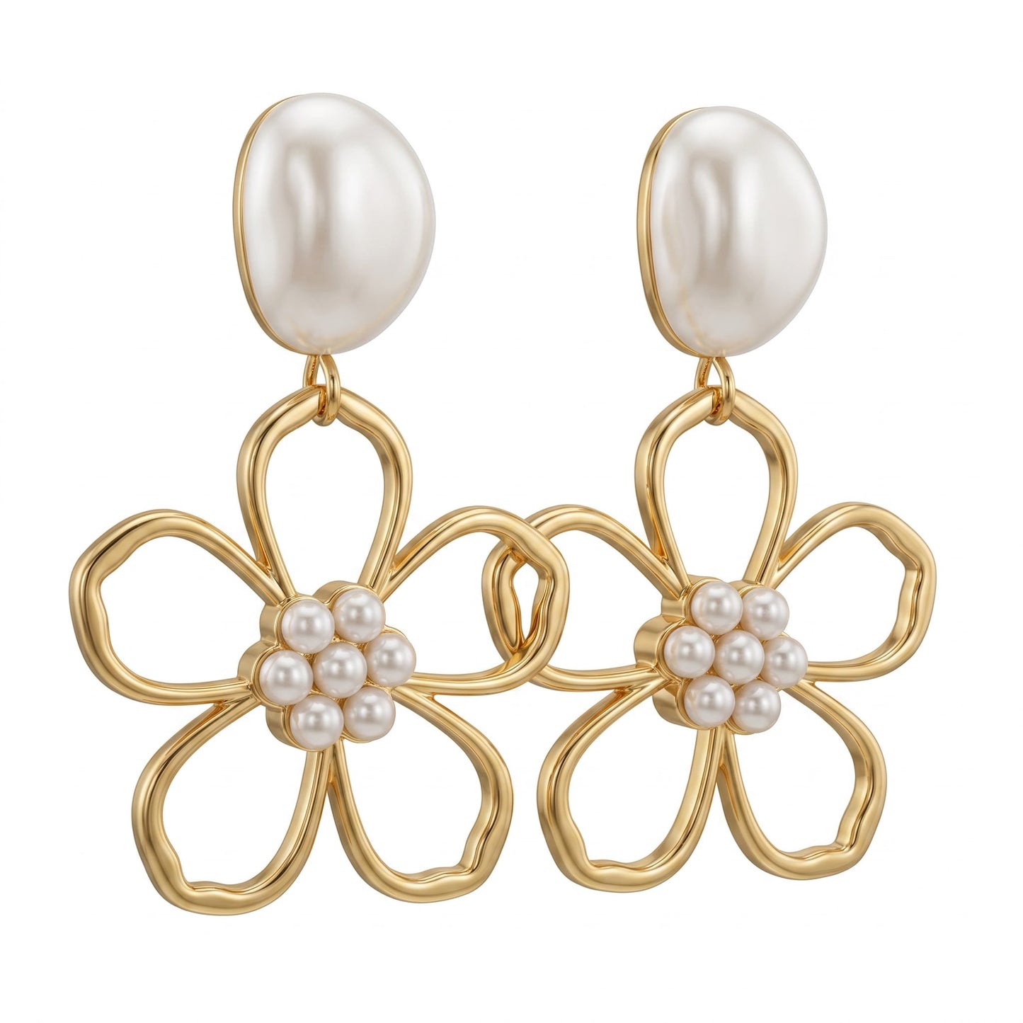 Flower powers faux pearl earrings