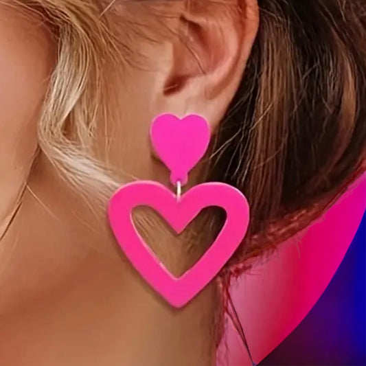 Hot Pink Heart earring