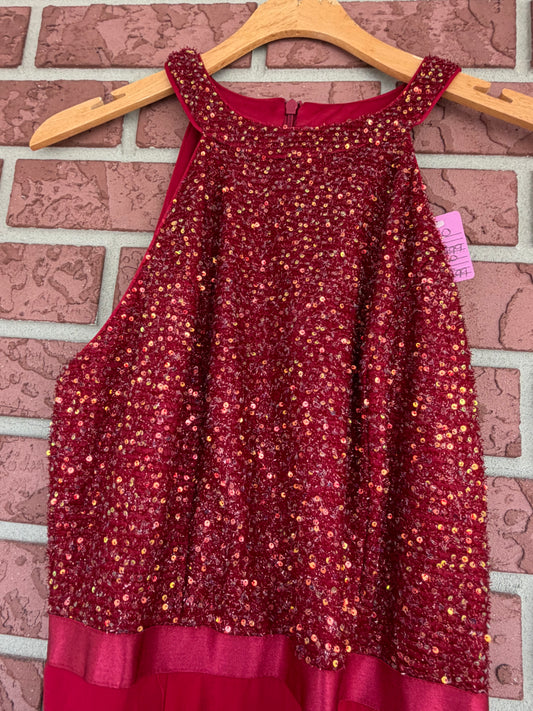 Dressy star red sparkly dress halter top