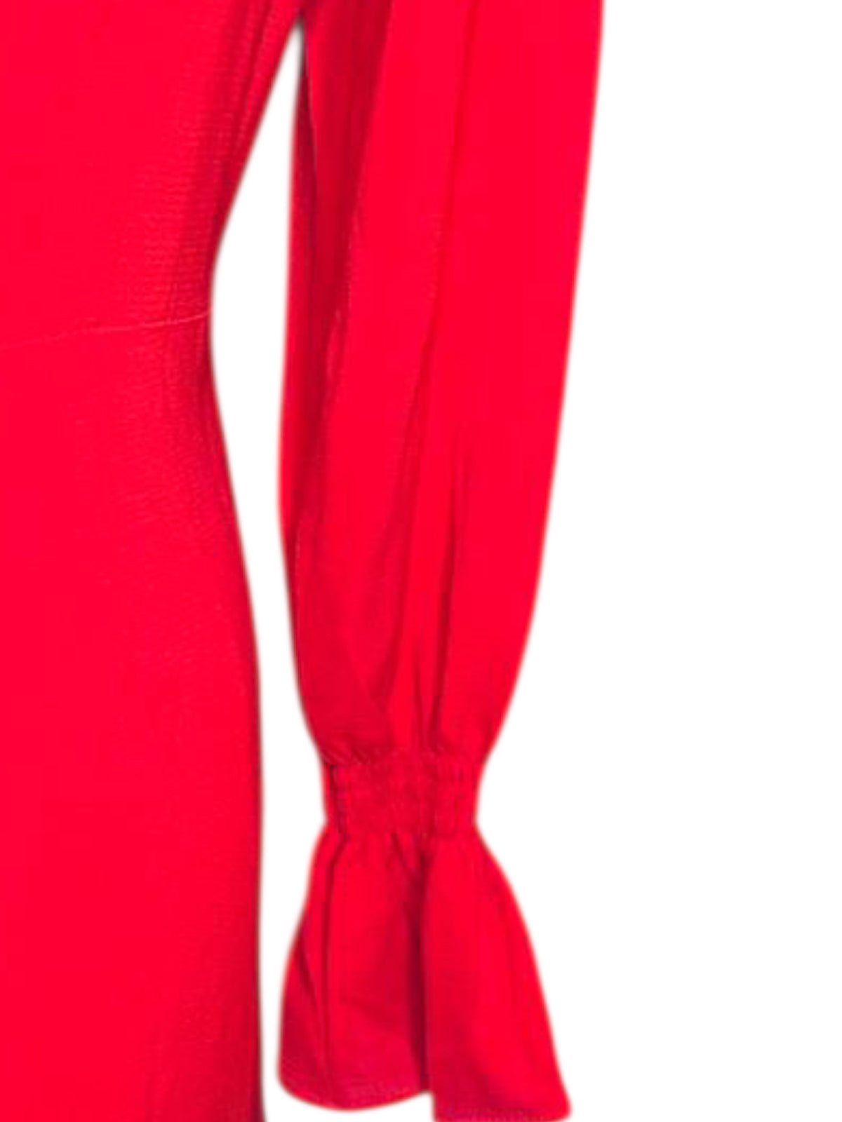 Vestidos red long sleeve ruffles dress