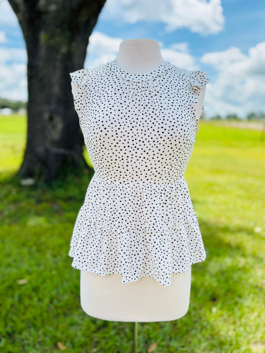 Monteau Los Angeles polka dot top