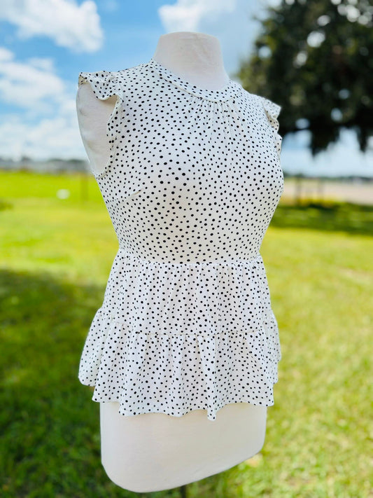 Monteau Los Angeles polka dot top