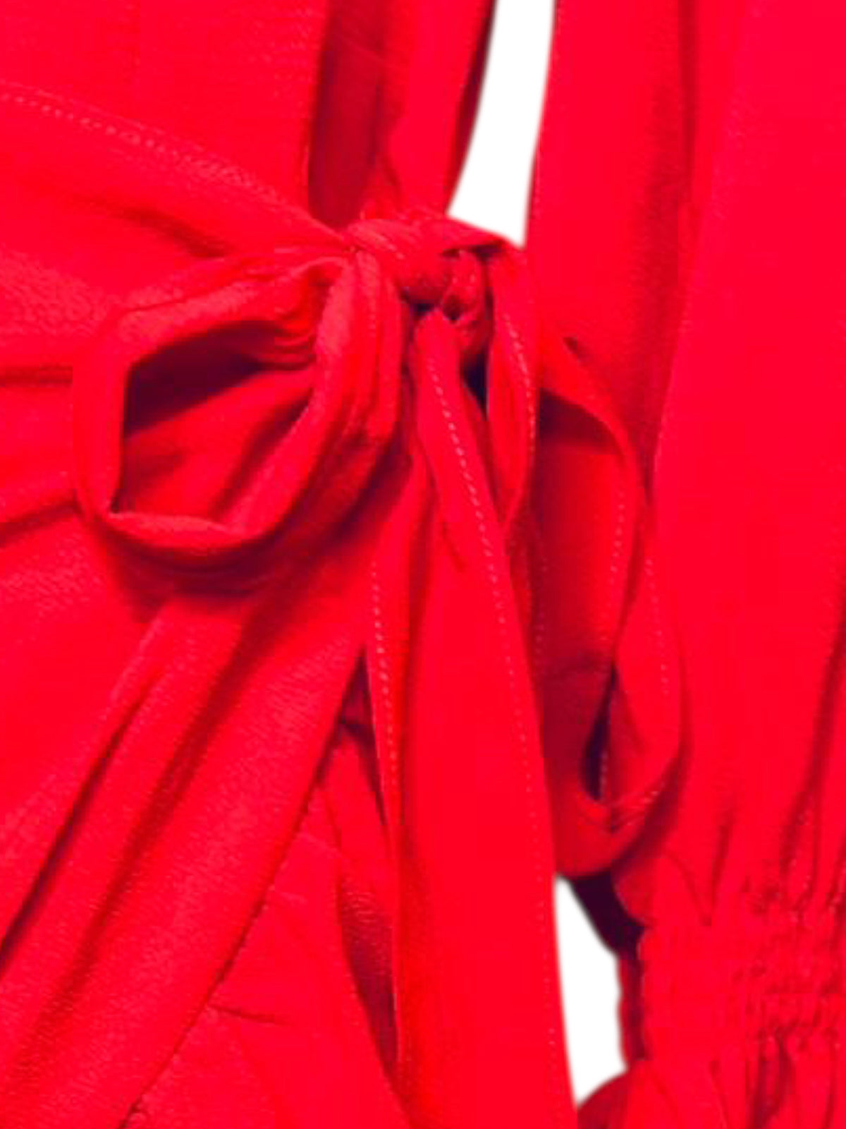 Vestidos red long sleeve ruffles dress