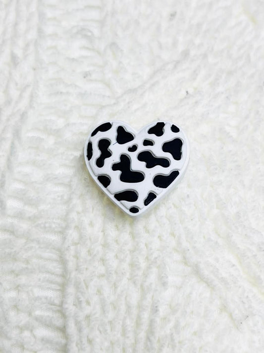 Cow Print Heart Shoe Charm