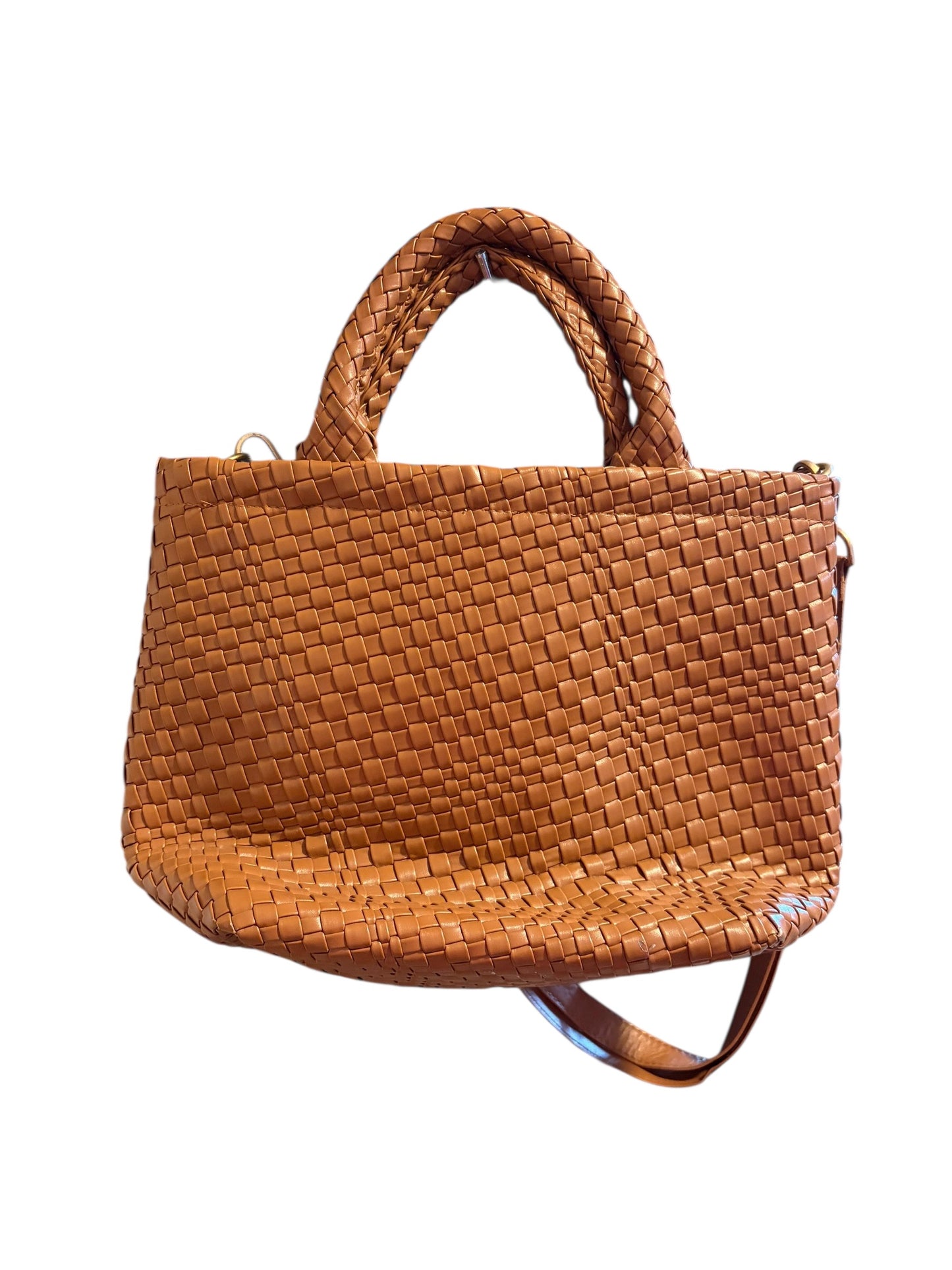 61107 Thirty One Tan croc bag with strap extension