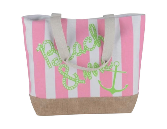 Beach and Me pink striped bag