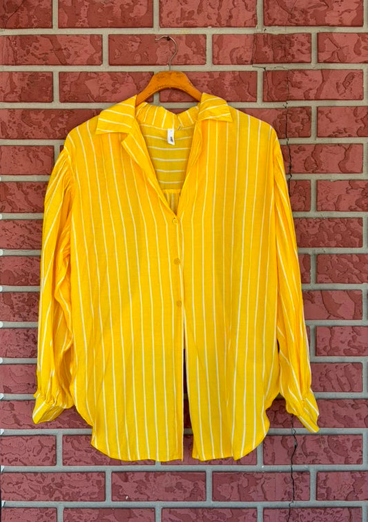 Glam Yellow Stripe Flannel