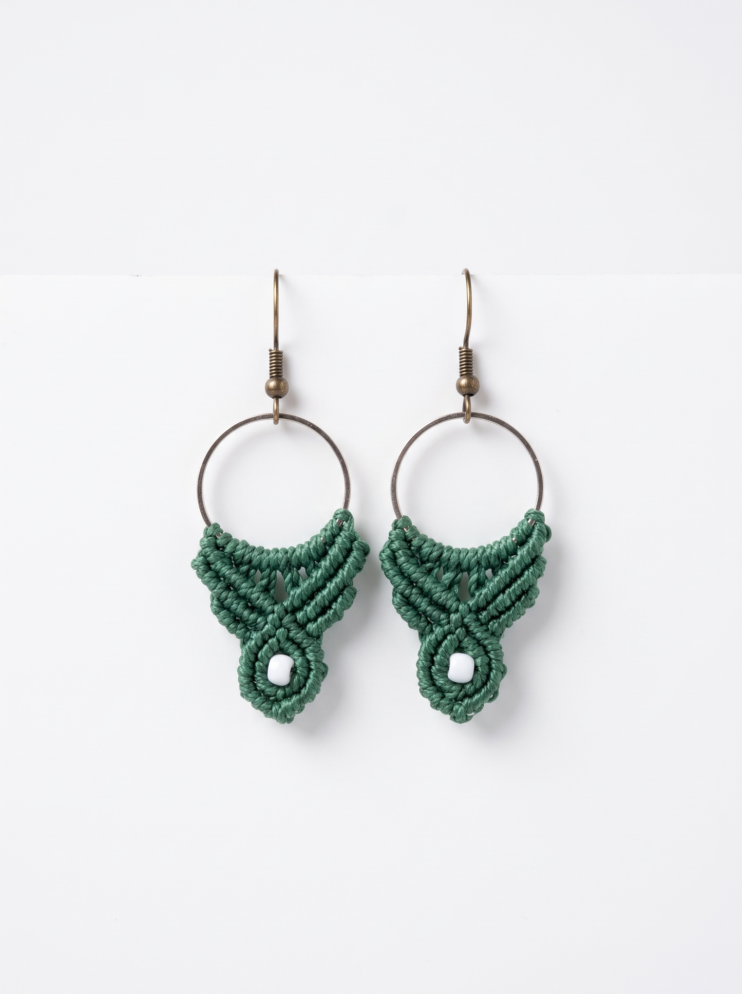 Green crocheted dangle earrings