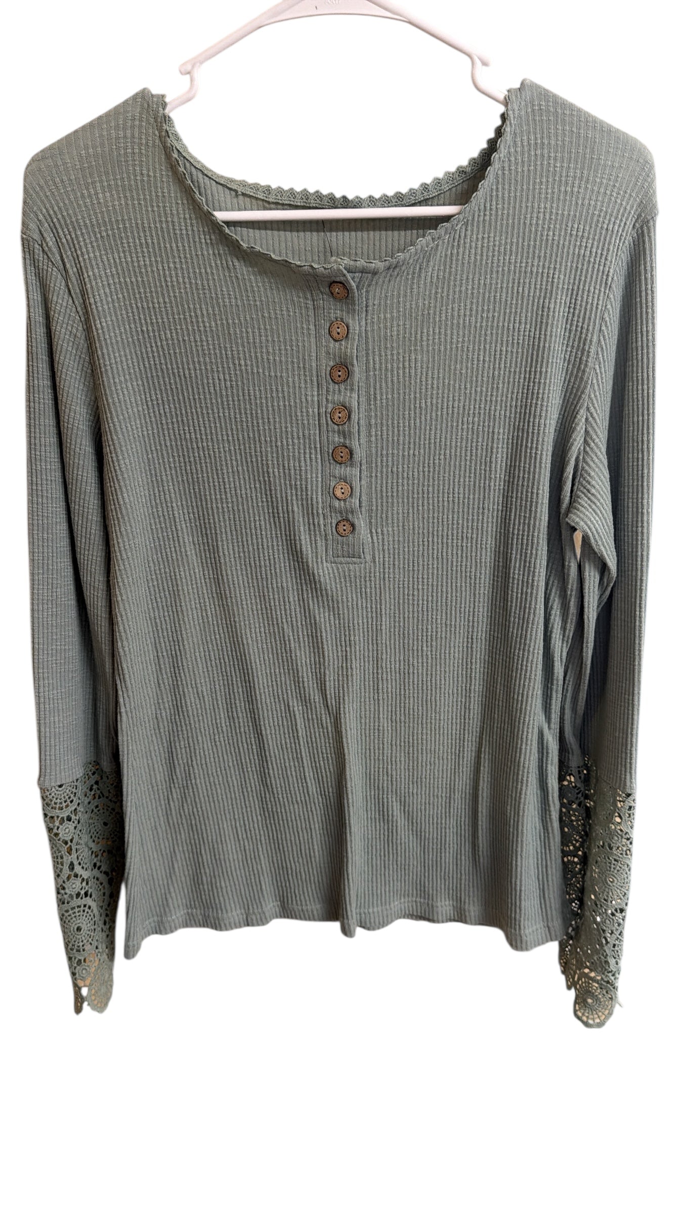 Army Green crochet sleeve top