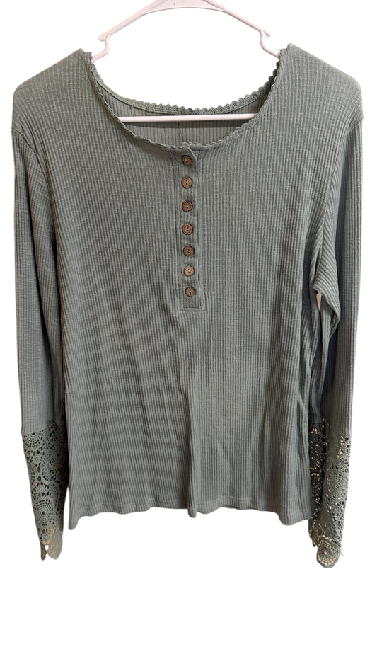 Army Green crochet sleeve top