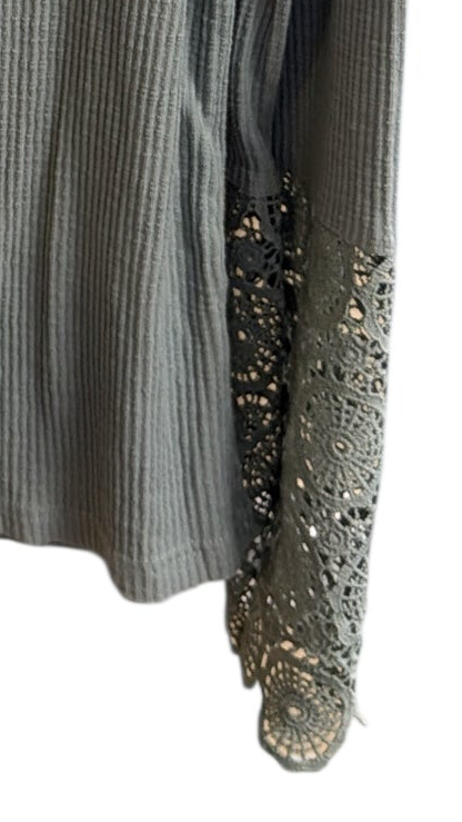 Army Green crochet sleeve top