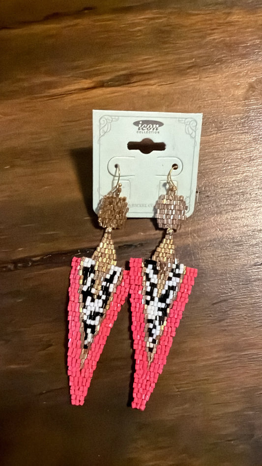 Hot pink bead earrings