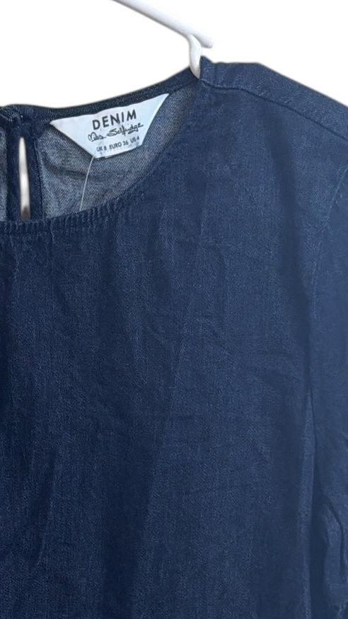 Denim puff sleeve top