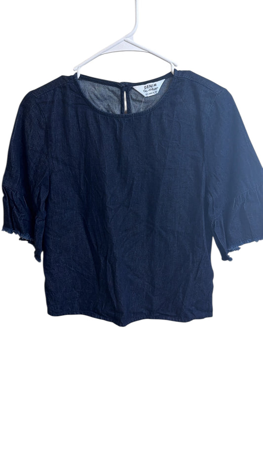 Denim puff sleeve top