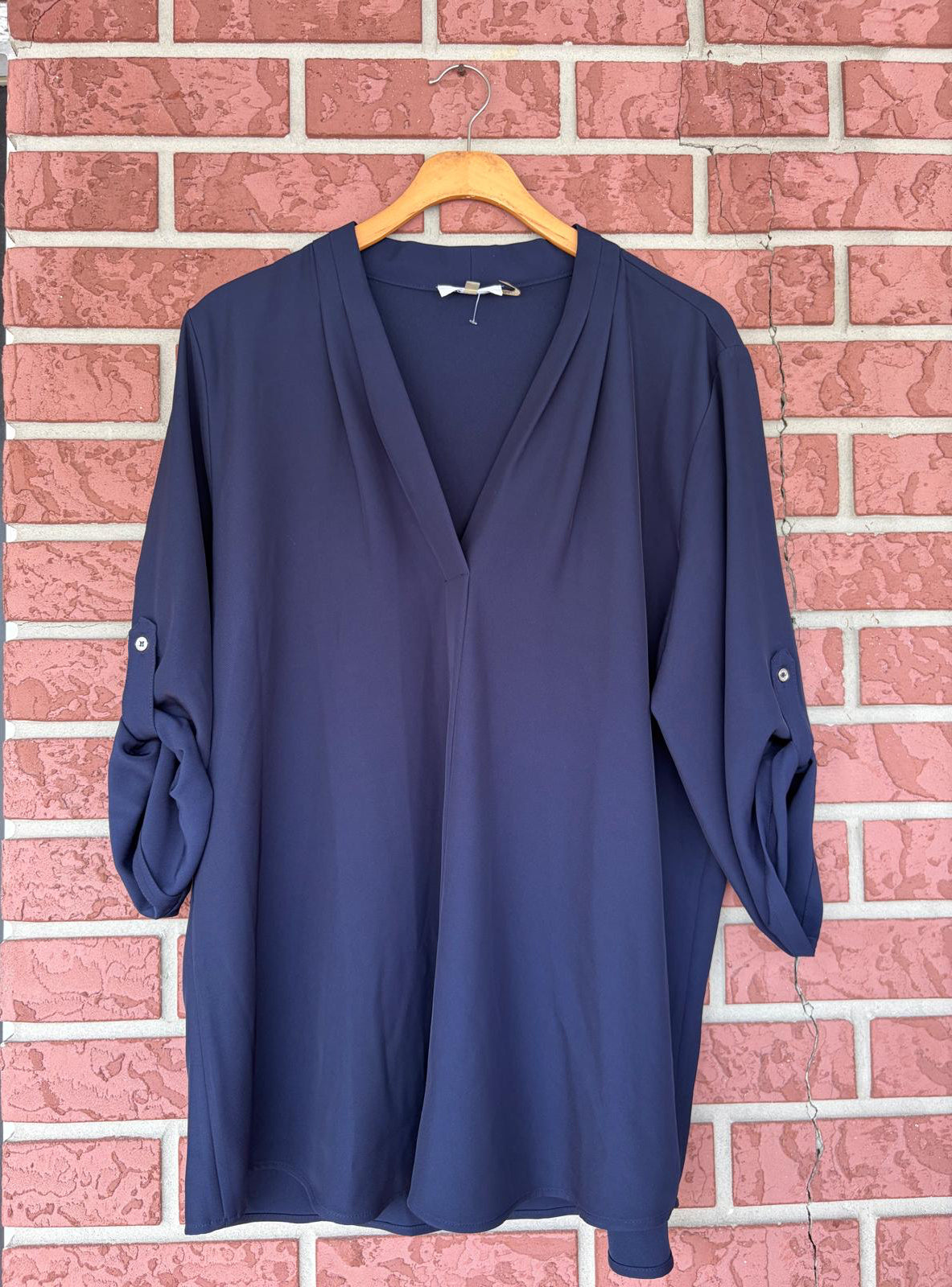 Calvin Klein Navy Blue V-neck Top