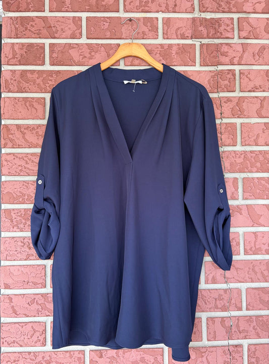 Calvin Klein Navy Blue V-neck Top