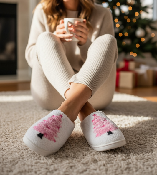 Pink Christmas tree Slippers
