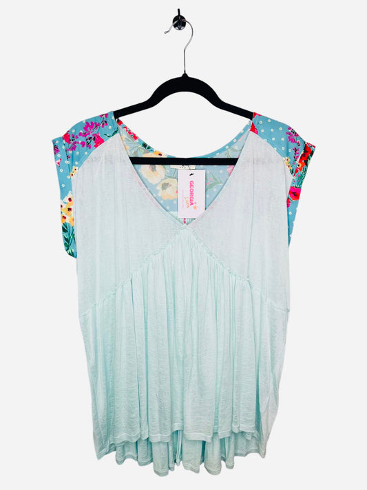 Hawaiian blue tropical top