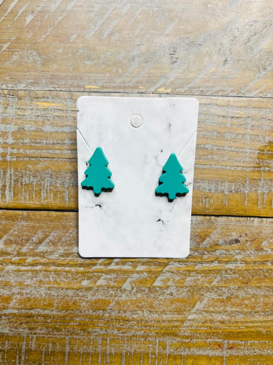 Teal Christmas Tree earrings
