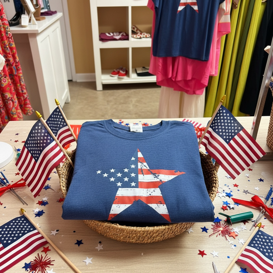 America star tshirts blue and grey