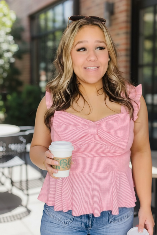 Celebrate Pink Bow Top
