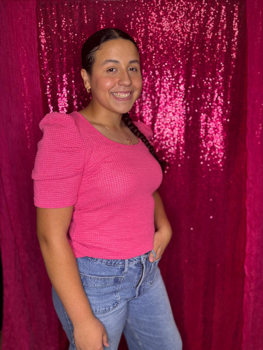 Pink puff sleeve party top