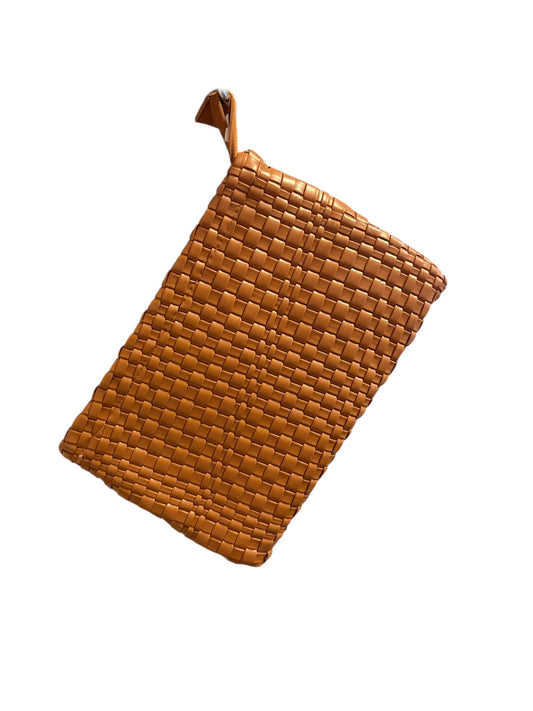 Tan croc wristlet