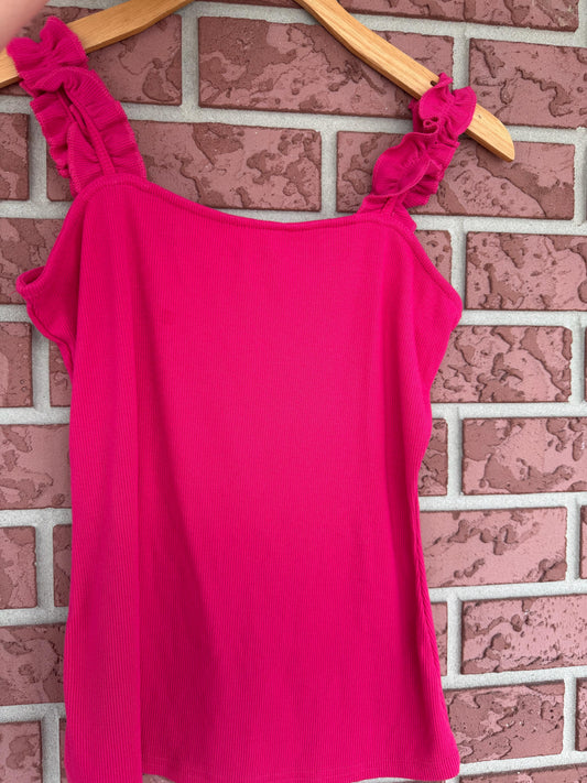 Hot pink ruffle tank