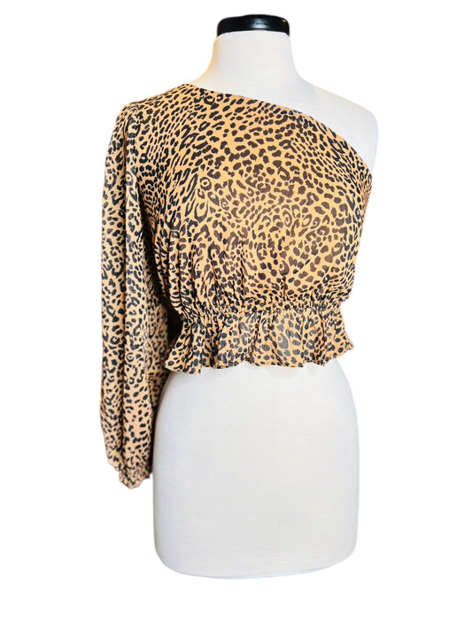 GB leopard one shoulder top