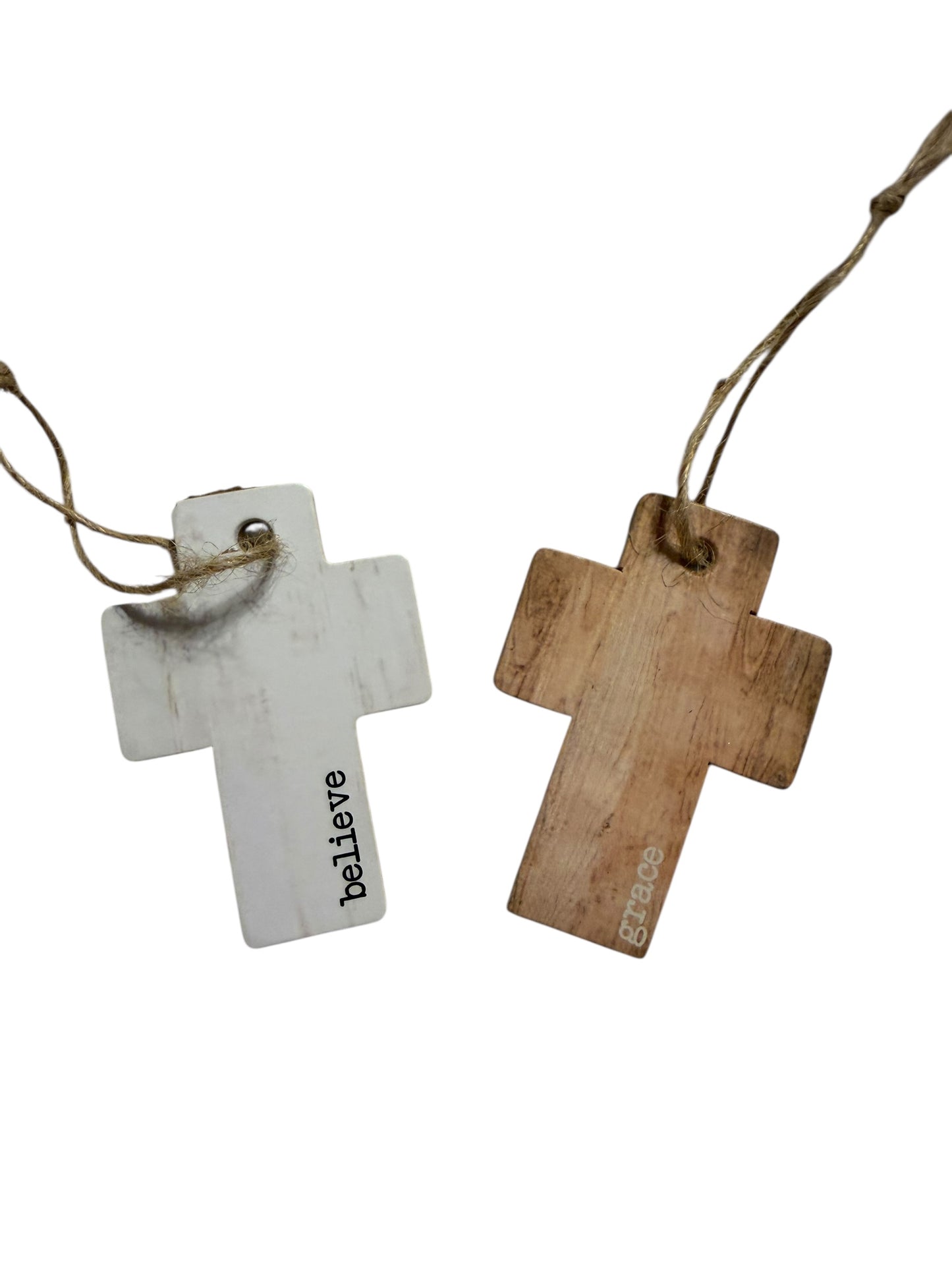 Small wooden cross ornaments believe